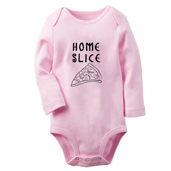 Homeslice Pizza Funny Rompers, Newborn Baby Unisex Bodysuits, Infant Jumpsuits, Toddler 0-12 Months Kids Long Sleeves Oufits (Pink, 0-6 Months)