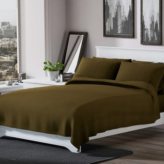 HOMESMART Home Room Decor Olive Green Microfiber 6Pcs Deep Pocket Sheet Set - Queen Birthday Christmas Gifts