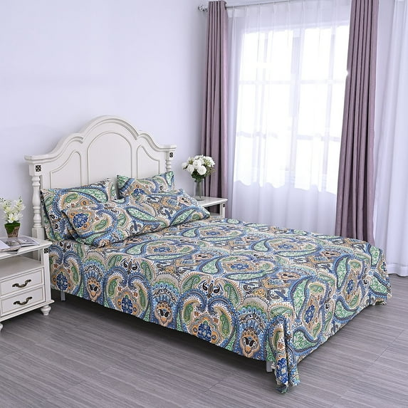 HOMESMART Paisley Print Pattern Microfiber 6 Pcs Sheet Set (with 14 Deep Pocket) -Queen Birthday Christmas Gifts
