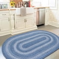 thumbnail image 1 of Homespice 20x30 Blue Oval Braided Rug. Denim Blue and White Jute Oval Rug. Uses- Entryway Rugs, Kitchen Rugs, Bathroom Rugs. Reversible, Rustic, Country, Primitive, Farmhouse Decor Rug, 1 of 9