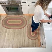 Homespice 20x30 Multi Color Oval Braided Rug Azalea Red and Brown Jute Rug. Uses- Entryway Rugs, Kitchen Rugs, Bathroom Rugs. Reversible, Rustic, Country, Primitive, Farmhouse Decor Rug