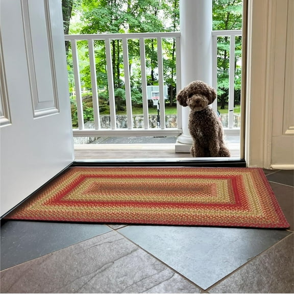 Homespice 20x30 Red Rect. Braided Rug. Cider Barn Red Jute Rug. Uses- Entryway Rugs, Kitchen Rugs, Bathroom Rugs. Reversible, Rustic, Country, Primitive, Farmhouse Decor Rug