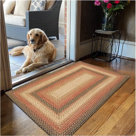 Homespice 20x30 Russett Rectangular Braided Rug, Brown, Perfect for Kitchen, Entryway, Bathroom Rustic Decor