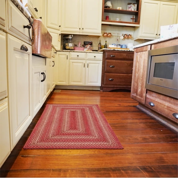 Homespice 27x45 Red Rect. Braided Rug. Apple Pie Red Jute Rug. Uses- Entryway Rugs, Kitchen Rugs, Bathroom Rugs. Reversible, Rustic, Country, Primitive, Farmhouse Decor Rug