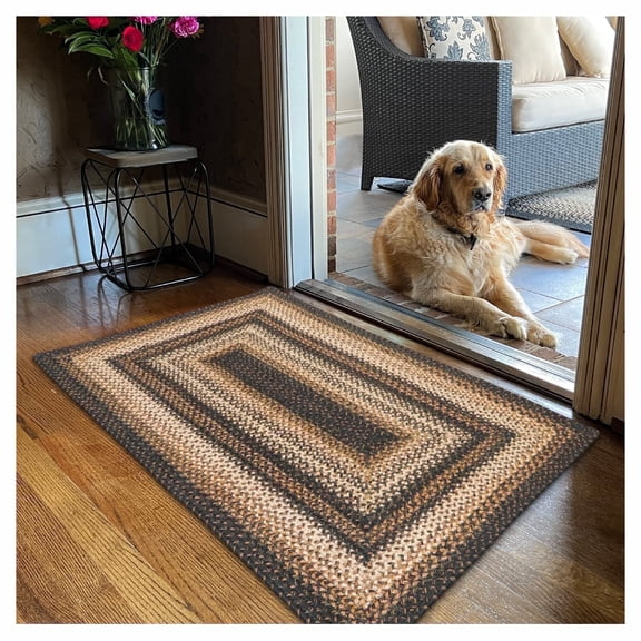Homespice 2x3 Rect Braided Rug. Kilimanjaro Black Jute Rug. Uses- Entryway Rugs, Kitchen Rugs, Bathroom Rugs. Reversible, Rustic, Country, Primitive, Farmhouse Decor