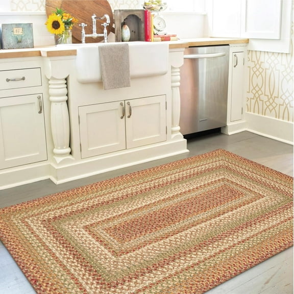 Homespice 2x6' Brown Rectangular Braided Rug. Harvest Brown Jute Rug. Uses- Entryway Rugs, Kitchen Rugs, Bathroom Rugs. Reversible, Rustic, Country, Primitive, Farmhouse Decor Rug