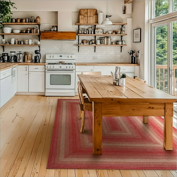 Homespice Apple Pie Jute Red 8x10' Braided Area Rug for Living Room, Bedroom Rug and Dining Room. Pet Friendly. Decor Styles- Farmhouse Rug, Rustic, Vintage, Cottage, Primitive, Country, Boho Rug