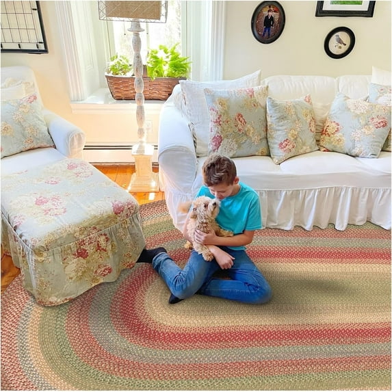 Homespice Azalea Jute Multi Color Braided 5x8 Oval Rug for Living Room, Bedroom Rug and Dining Room. Pet Friendly. Decor Styles- Farmhouse Rug, Rustic, Vintage, Cottage, Primitive, Country, Boho Rug