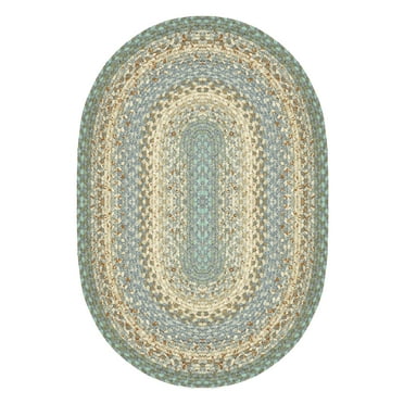 Homespice, Baja Blue Oval 20" x 30 Cotton Braided Area Rug " Blue, Reversible and Durable Rug, 100% Soft Cotton Fabric, Farmhouse, Country, Coastal Style