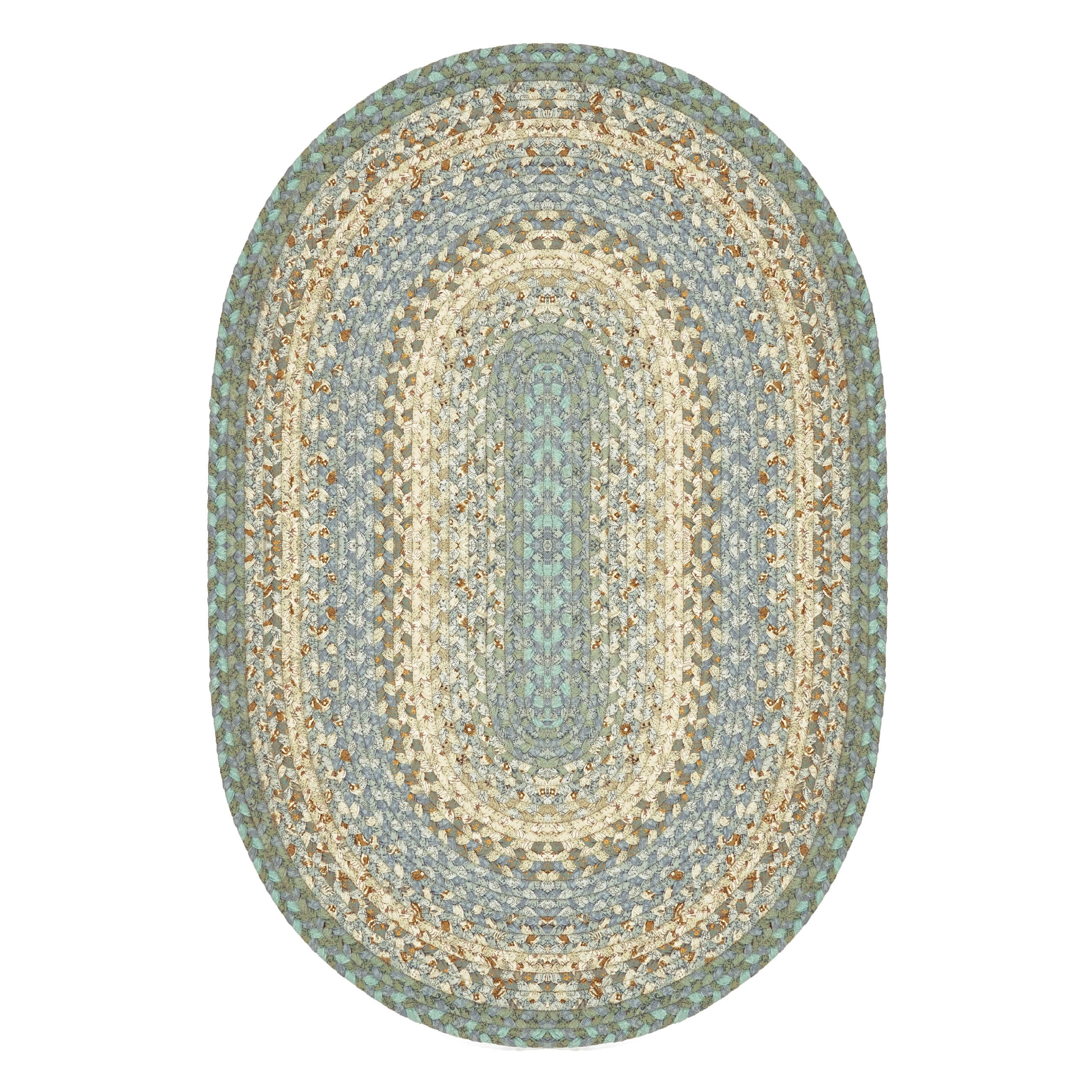 Baja Blue Oval Cotton Braided Rug, 20" x 30"