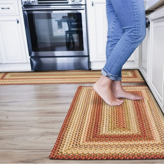 Homespice Barcelona 22x72" Red Braided Runner Rug, Washable Rug for Hallways, Kitchen, Doorway and Bathroom