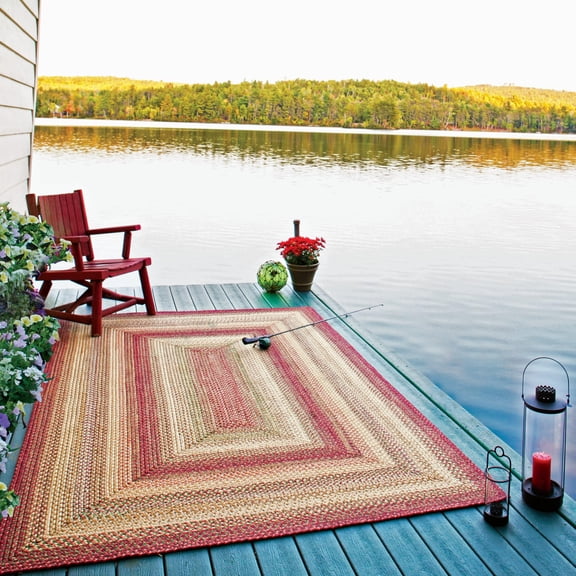 Homespice Barcelona Rectangle Braided Rug and Red Rugs for Living Room 4x6', Your Waterproof Outdoor Rug and Kitchen Rugs Farmhouse Style