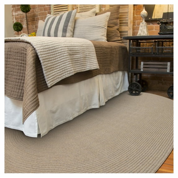 Homespice Biscuit Beige Braided Rug and Indoor Outdoor Rug, Large Living Room Rugs 8x10