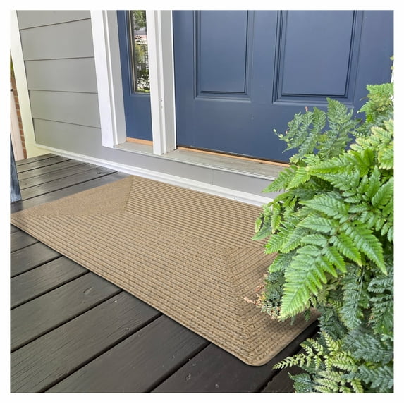 Homespice Biscuit Minimalist Rug, Braided Neutral Outdoor Rug to Use as a Solid Entry Way Rug Mudproof, Waterproof, and Stain Resistant Reversible and Easy to Clean Beige Rug, 27x45 Inches