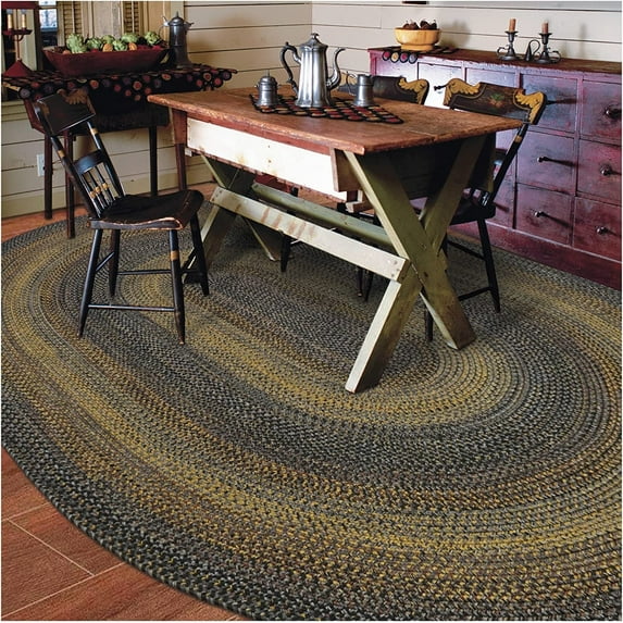 Homespice Black Forest Washable 5x8' Rug For Living Room, Bedroom Rug and Dining Room, Indoor-Outdoor Patio Rug Pet Friendly. Decor Style- Farmhouse Rug, Rustic, Country, Black Braided Rug