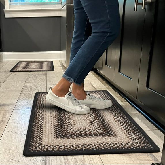 Homespice Black Mist Braided Runner Rug for Perfect Rustic Decor, Ideal as Long Kitchen Rugs Runner - Waterproof, Stain Proof, and Reversible - Primetime Style Kitchen Floor Runner, 22x72 Inches