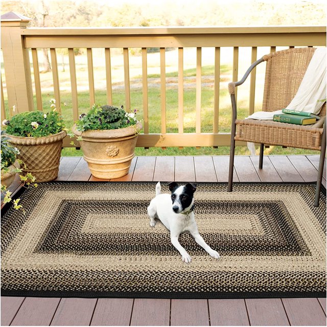 Homespice Black Mist Dark Rug for Primitive Decor, Ideal as 5x8 Outdoor