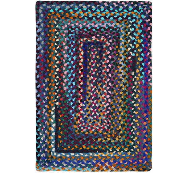 Homespice Braided Area Rug 6x9' - Funky Rugs for Bedroom, Kids Play Room & Living Room, Excellent Choice of Dining Room Area Rugs of Multicolor Chindi Fabric