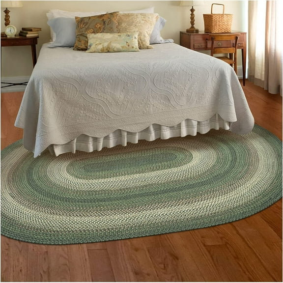 Homespice Cedar Ridge 8x10' Olive Green Braided Rug, Perfect as Farmhouse Rugs for Living Room and Dining Table Rugs for Under Table Spill Proof and Stain Resistant Large Oval Green Rug