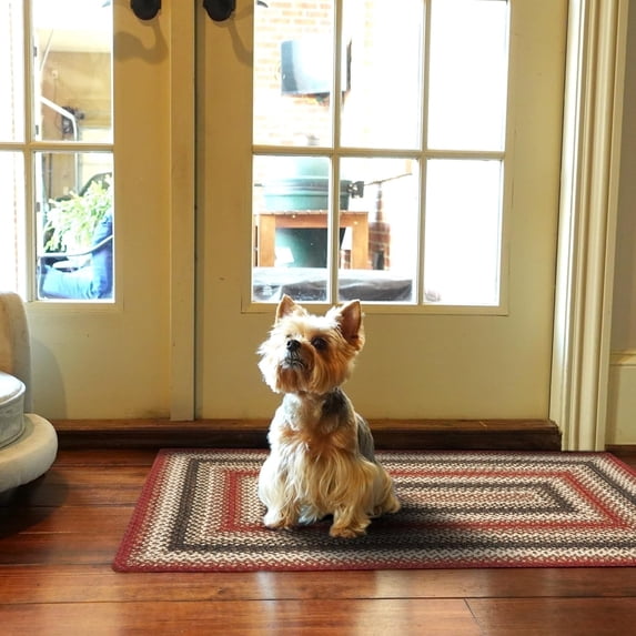 Homespice Chester Red Braided Rug, Enhance Your Home with Our 20x30 Small Accent Rug Kitchen, Bathroom, Entrway