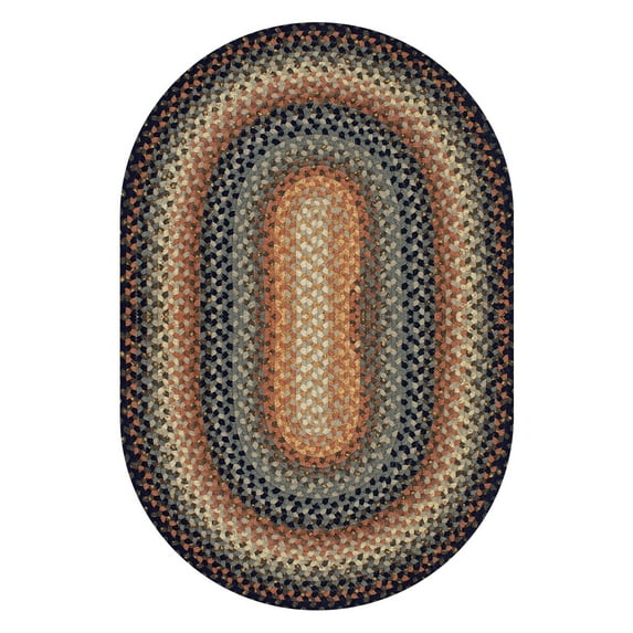 Homespice - Cocoa Bean Country Style Braided Rug, a Luxury Primitive Rug to Use as Reversible Cotton Bath Rugs - Printed Fabric, Lays Flat, Traditional Design - Oval Rustic Kitchen Rugs, 27x45 Inches