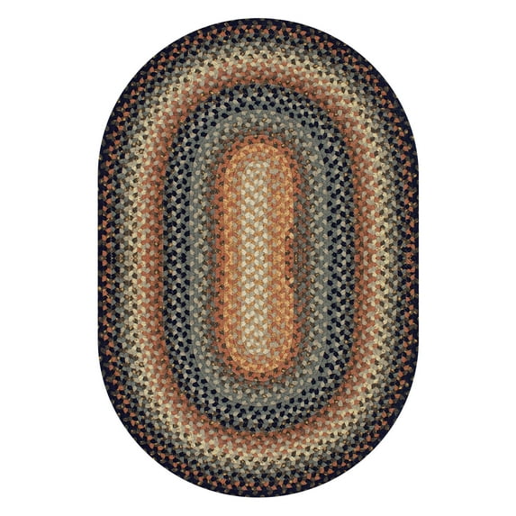 Homespice Cocoa Bean Reversible Black Cotton Rug 4' x 6' Oval Braided Area Rug
