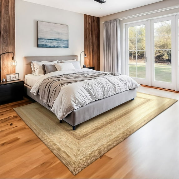 Homespice Cookie Dough 5x8 Braided Rug - Jute Braided Area Rug for Living Room in Rich Brown, Perfect for Country Home Decor Bedroom Jute Braided Rug