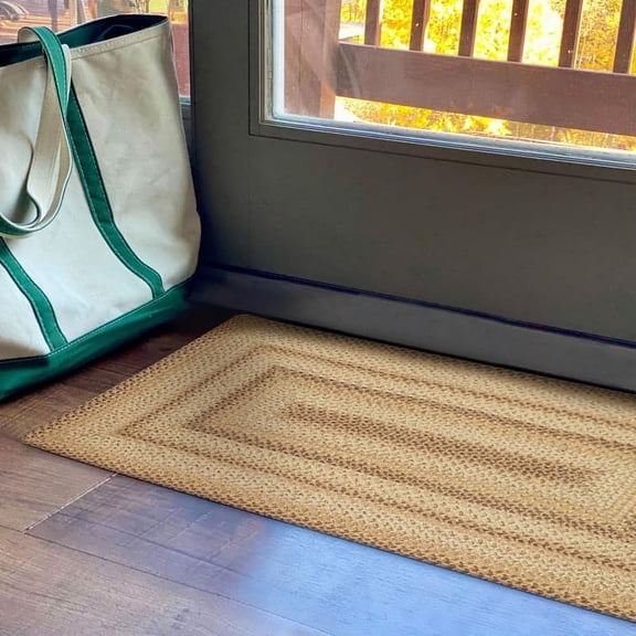 Homespice Cookie Dough Jute Braided Rug 20x30 - Perfect Indoor Entryway Rugs and Small Rustic Kitchen Rugs for a American Farmhouse Decor, Durable Small Braided Rugs