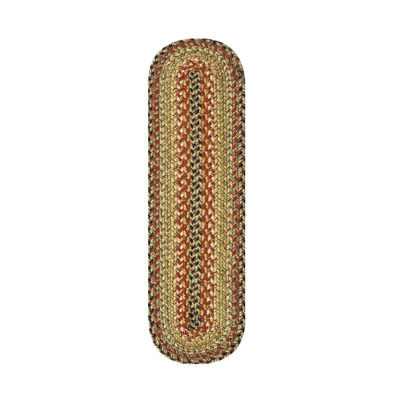 Homespice Kingston 13 Pcs Reversible Red Stair Tread 8"x28" Oval Jute Braided Stair Runner Rug for wooden steps