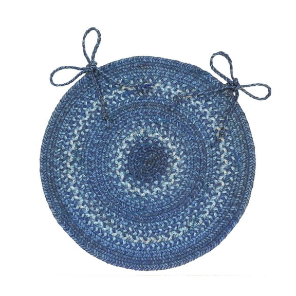 Homespice Denim 15in Round ( Set Of 2 ) Jute Braided Blue Chair Pad