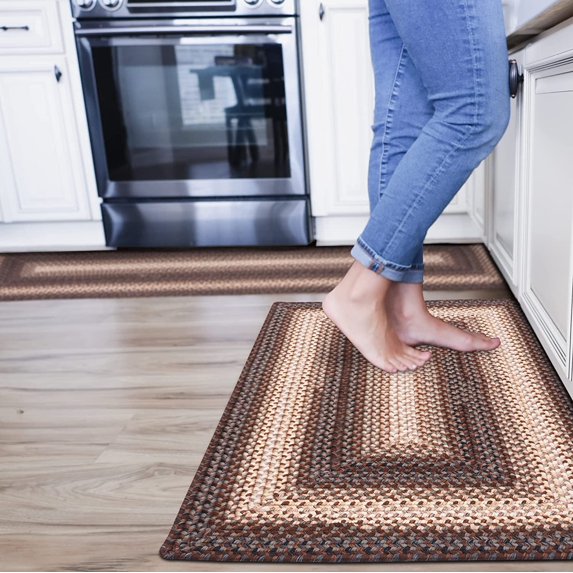 Homespice Driftwood Dark Brown Braided Rug 27x45", The Perfect Washable Entryway Rug and Rustic Kitchen Rugs, Your Country Style Indoor Outdoor Rug