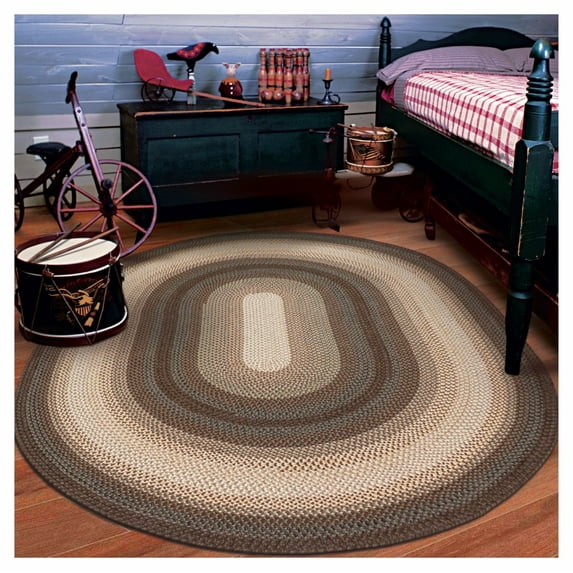 Homespice Driftwood chocolate brown Oval Braided Area Rug 6x9', The Perfect Country Home Decor Bedroom and Large Rugs for Living Room