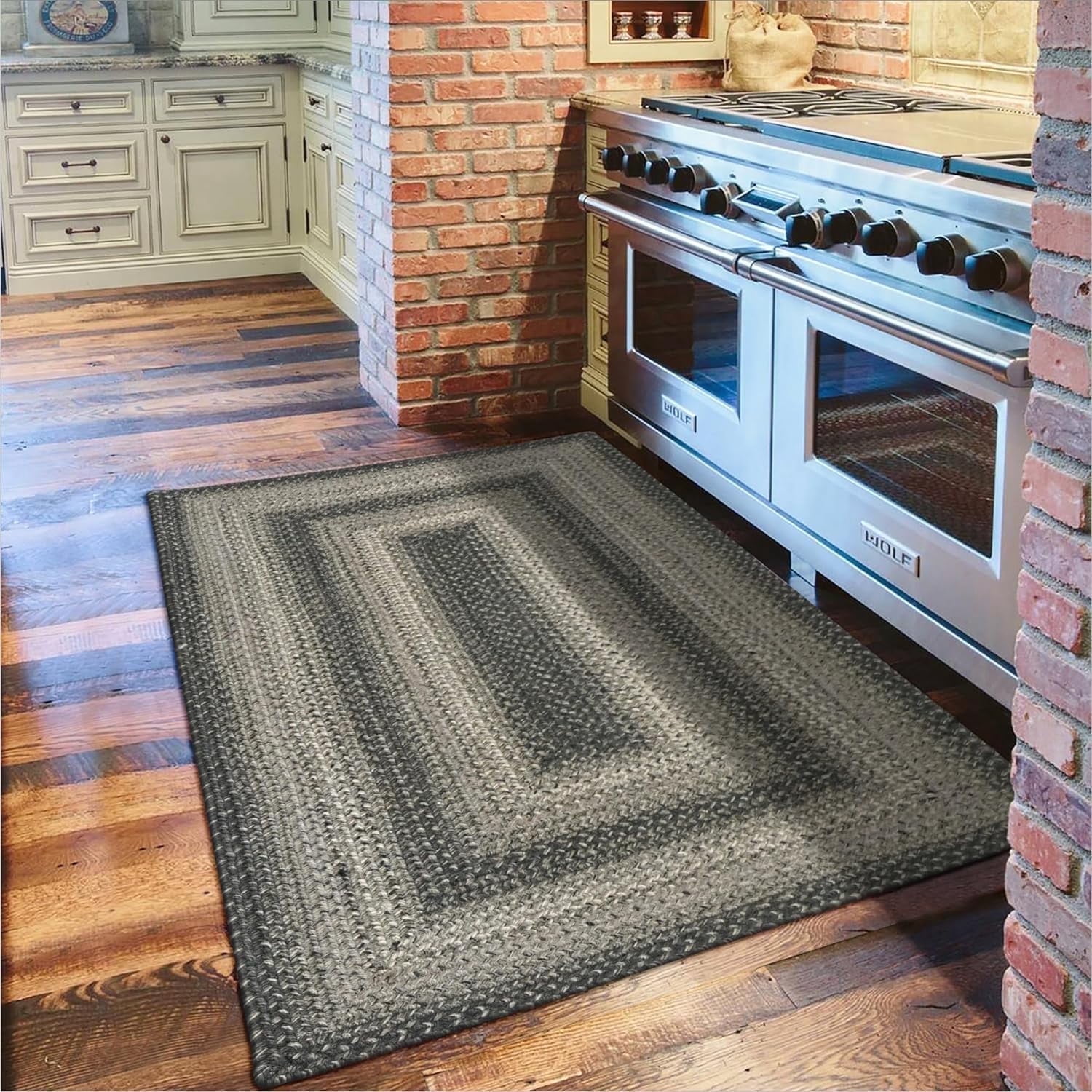 Rectangular Kitchen Rug Homespice Flint Hill Gray Rectangular Braided Rugs 27x45 Small Kitchen ...