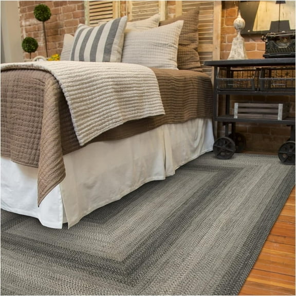 Homespice Flint Hill Rope Rugs for Living Room 8x10' in Dark Gray, Ideal Primitive Living Room Dcor