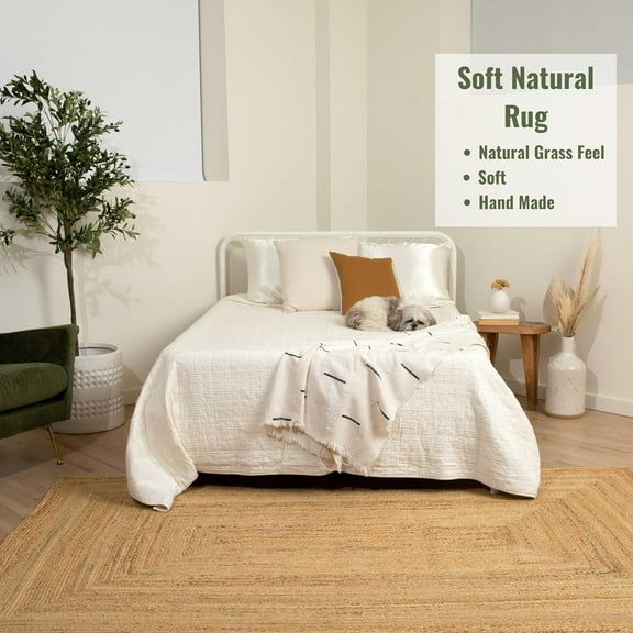 Homespice George Jute Braided Oval Rugs4x6, Perfect for Farmhouse and Bohemian Decor, Decor's Natural Jute Rug