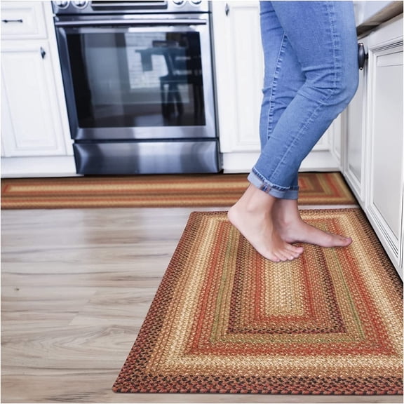 Homespice Gingerbread Brown Braided Runner Rug 22x72" Jute Rug for Hallways, Kitchen, Doorway and Bathroom