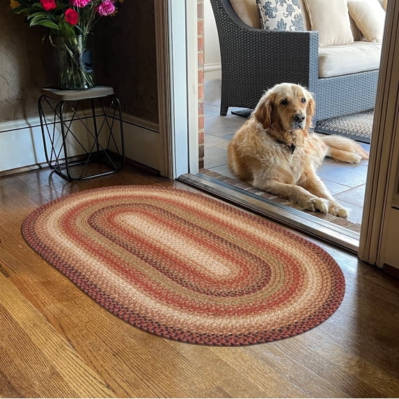 Homespice Gingerbread Jute 2x3' Brown Braided Rug, Oval Rug, Entryway Rug, Kitchen Rug, Bathroom Rug