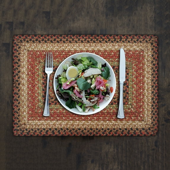 Homespice Gingerbread Jute Table Mat 10x15" (Set of 4) Placemat For Spoon Rest, Table Protection and Vintage Decor