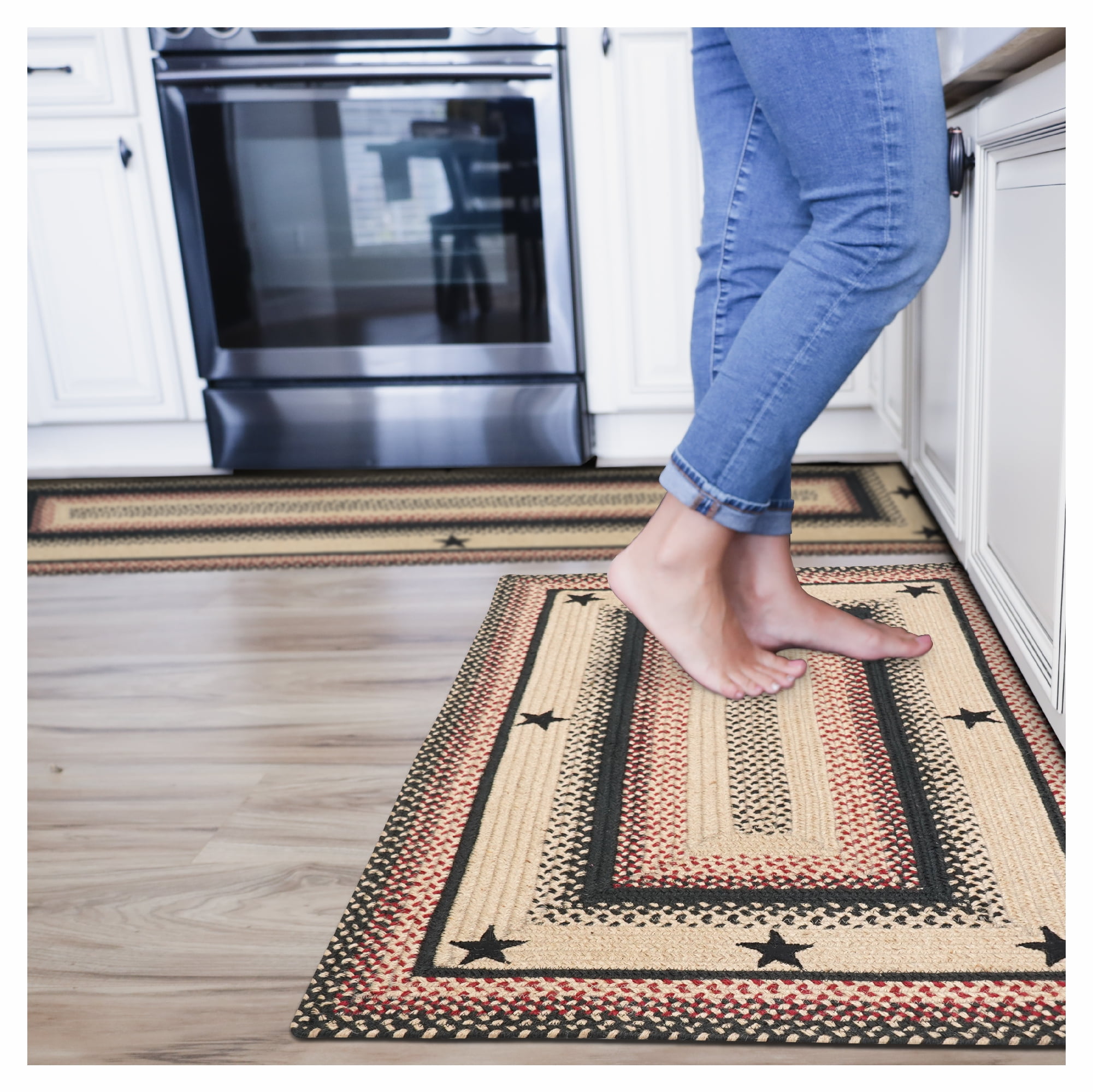 Homespice Gloucester Jute Braided Rug 27x45in Rect BlackTanRed