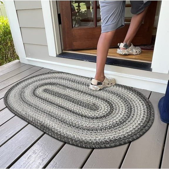 Homespice Graphite Outdoor Rug Small 20x30 Braided Rugs Gray Your Ideal Washable Kitchen Rug and Grey Entryway Rug
