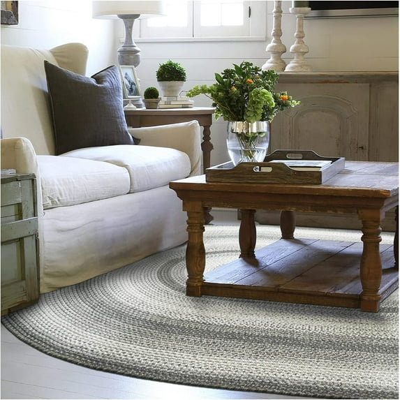 Homespice Graphite Washable 4x6' Rug for Living Room, Bedroom Rug and Dining Room, Indoor-Outdoor Patio Rug Pet Friendly. Decor Style- Farmhouse Rug, Rustic, Country, Gray Braided Rug