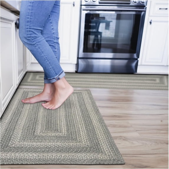 Homespice Grey Cloud Gray Braided Runner Rug 22x72" Jute Rug for Hallways, Kitchen, Doorway and Bathroom