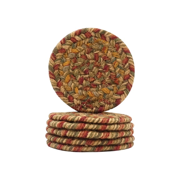 Homespice Harvest 4" ( Set of 6 ) Beige Coaster Primitive Handmade Woven Coasters for Table Protection, Room, Bar & Party