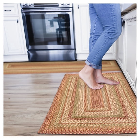 Homespice Harvest Jute 2x3' Brown Braided Rug, Entryway Rug, Kitchen Rug, Bathroom Rug