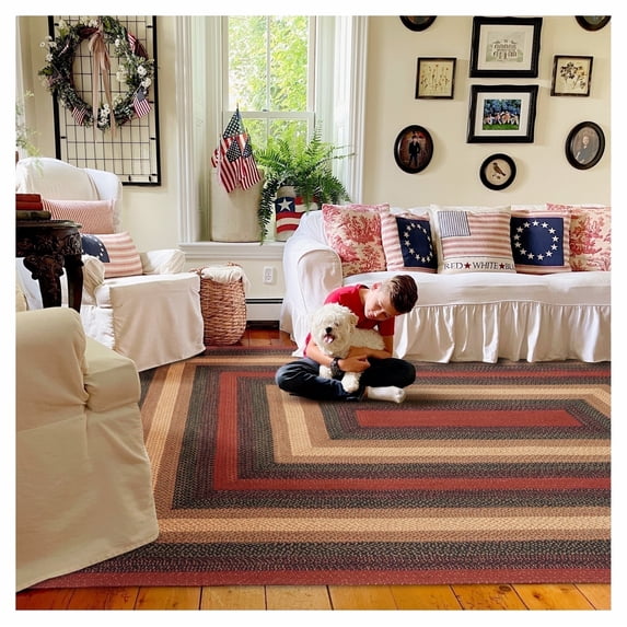 Homespice Highland Rect Rugs 8x10' - Large Braided Rug for Country Home Decor Bedroom and Rustic Dining Table Rugs for Under Table, Braided Rugs