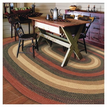 Homespice Highland Oval Rugs 5x8', Navy & Burgundy Braided Rugs for Your Country Home Decor Bedroom, Get Rustic Charm with Strongly Braided Jute Rug