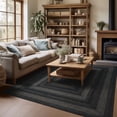 thumbnail image 1 of Homespice Jet Black Rugs 4x6', Perfect Black & Gray Rugs for Bedroom for an Authentic Primitive Country Decor, Adorn Your Floors with Jute Braided Rugs, 1 of 8