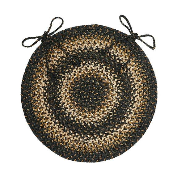 Homespice Kilimanjaro 15in Round ( Set Of 2 ) Jute Braided Black Chair Pad