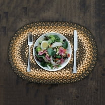 Homespice Kilimanjaro Jute Braided Vintage Placemat 13" x 19" Oval ( Pack Of 4 ) Black Table Placemat For Dining Table Mat, Spoon Rest Mats, Table Top And Hot Pot Holders