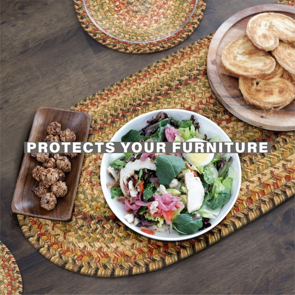 Homespice - Kingston Long Table Runner, Textured Table Runner to Use as a Multi Color Dinner Table Runner - Durable, Tightly Stitched, and Lays Flat - Hand Braided Oval Table Runner, 11x36 Inches